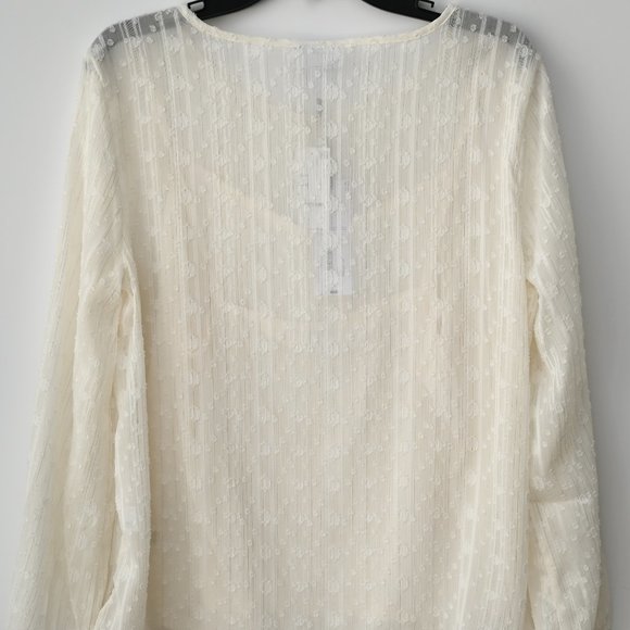 LIZ CLAIBORNE Ivory Pullover Long Sleeve Blouse with Camisole - Size L - NWT - Picture 7 of 13